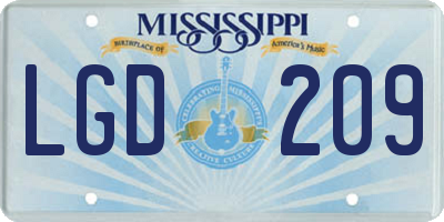 MS license plate LGD209