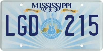MS license plate LGD215