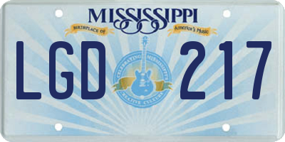 MS license plate LGD217