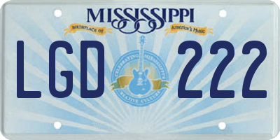 MS license plate LGD222