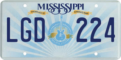 MS license plate LGD224