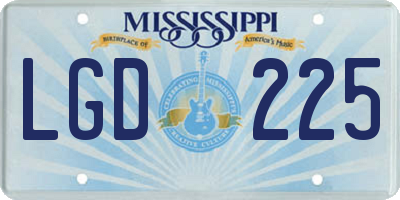 MS license plate LGD225