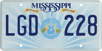 MS license plate LGD228