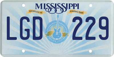 MS license plate LGD229