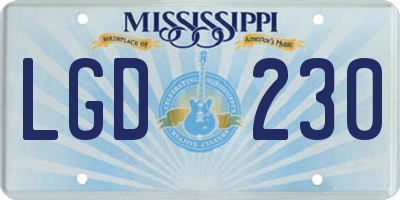 MS license plate LGD230