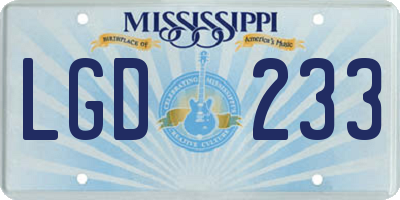 MS license plate LGD233