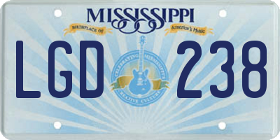 MS license plate LGD238