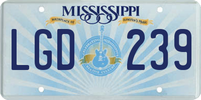 MS license plate LGD239