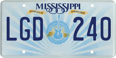 MS license plate LGD240