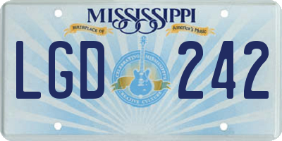 MS license plate LGD242