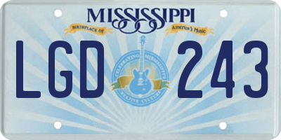 MS license plate LGD243