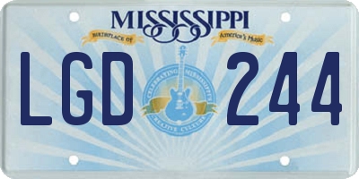 MS license plate LGD244
