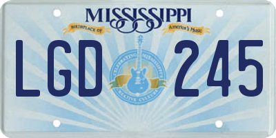 MS license plate LGD245