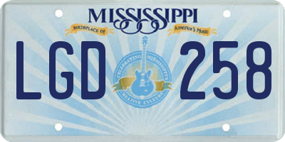 MS license plate LGD258