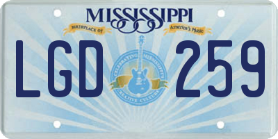 MS license plate LGD259