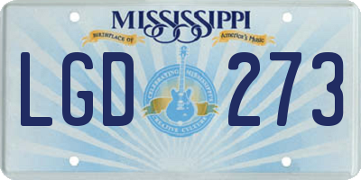 MS license plate LGD273
