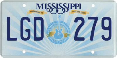 MS license plate LGD279