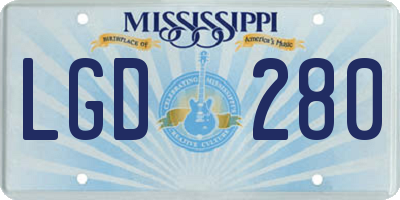 MS license plate LGD280