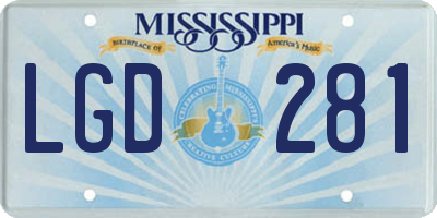 MS license plate LGD281