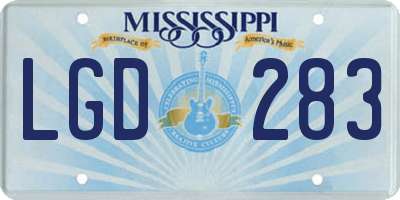 MS license plate LGD283