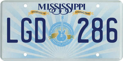 MS license plate LGD286
