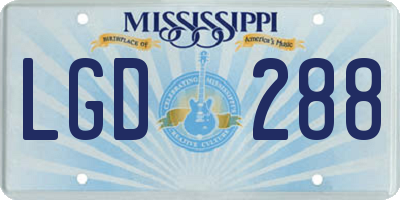 MS license plate LGD288