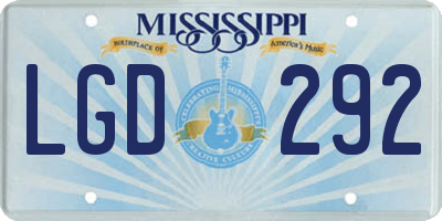MS license plate LGD292