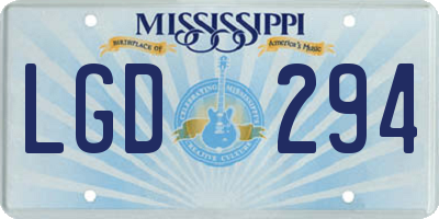 MS license plate LGD294