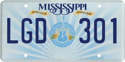 MS license plate LGD301