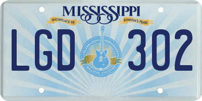 MS license plate LGD302