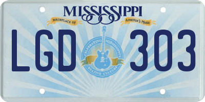 MS license plate LGD303