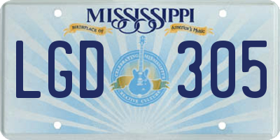 MS license plate LGD305