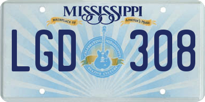 MS license plate LGD308