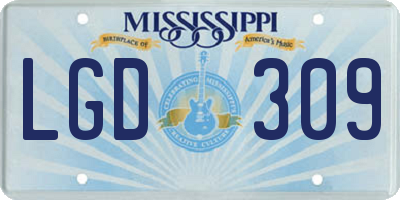 MS license plate LGD309
