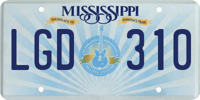 MS license plate LGD310