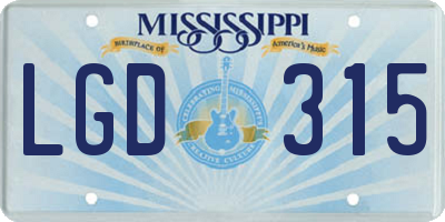 MS license plate LGD315