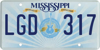 MS license plate LGD317