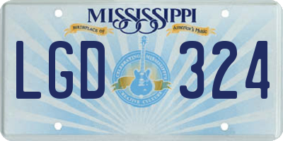 MS license plate LGD324