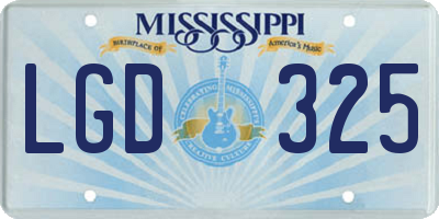 MS license plate LGD325