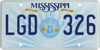 MS license plate LGD326