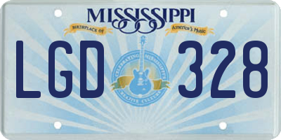 MS license plate LGD328