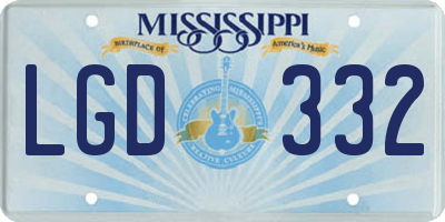 MS license plate LGD332