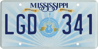MS license plate LGD341