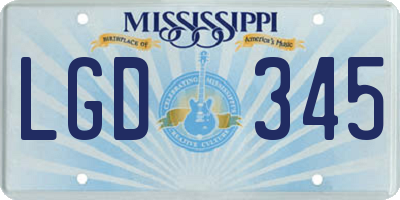 MS license plate LGD345