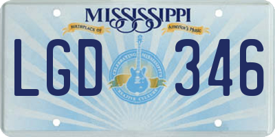 MS license plate LGD346