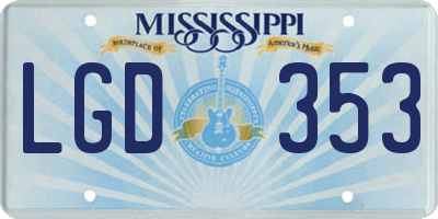 MS license plate LGD353