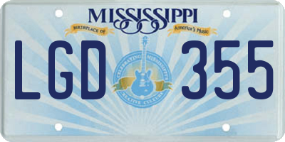 MS license plate LGD355