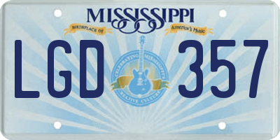 MS license plate LGD357