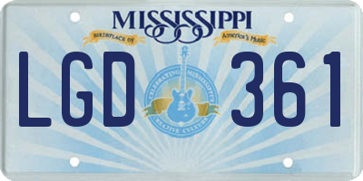 MS license plate LGD361