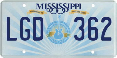 MS license plate LGD362
